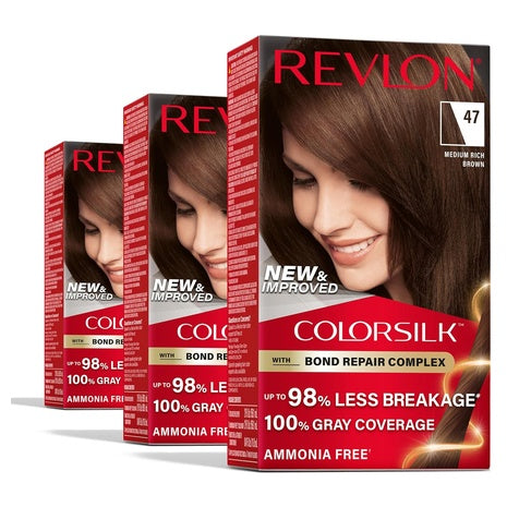 3 Packs Revlon ColorSilk with Bond Repair Complex