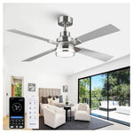 52" Brushed Nickel Modern Ceiling Fan With Remote & App Control