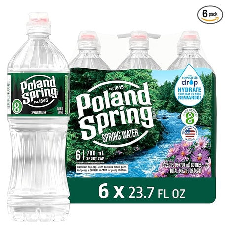 6 Sport Cap Poland Spring Water Bottles