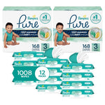 (Sizes 3-6) 2 Month Supply of Pampers Pure Protection Diapers with 672 Aqua Pure Sensitive Baby Wipes