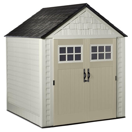 7' X 7' Rubbermaid Resin Outdoor Storage Shed With Lockable Double Door