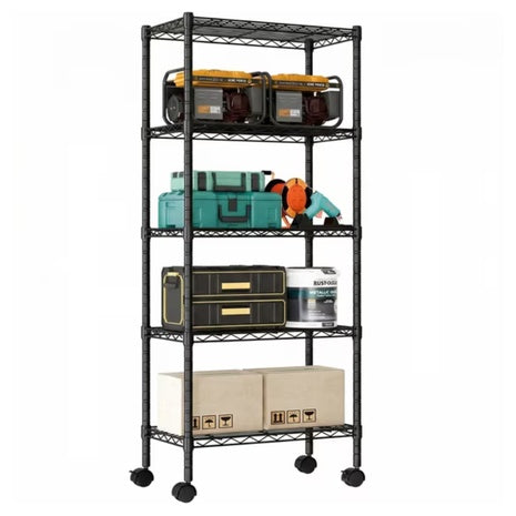 EDX 5 Tier Heavy Duty Adjustable Wire Shelving With Wheels
