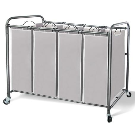 4-Tier Section Laundry Sorter Hamper w/ Wheels