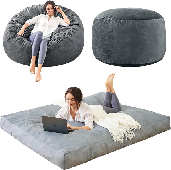 Ilpeod Full Size Memory Foam Bean Bag Convertible Chair