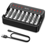 8 Rechargeable AA or AAA Batteries with Smart Charger