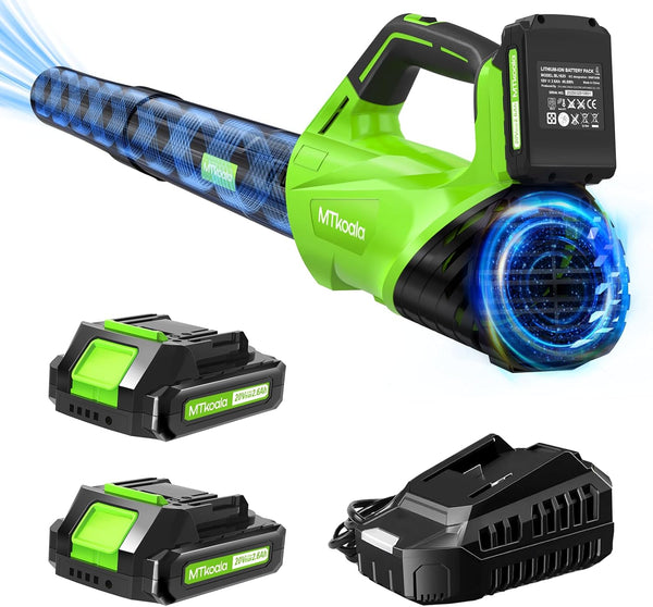 Cordless Leaf Blower with 2 Batteries and Fast Charger