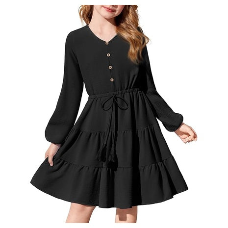 Girls Long Sleeve Swing Dress (8 Colors)
