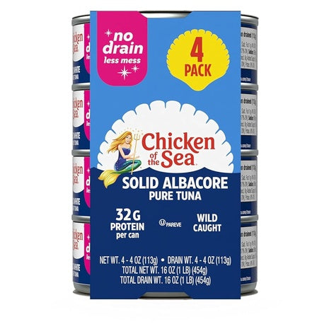 4 Cans Chicken of the Sea No Drain Albacore Tuna