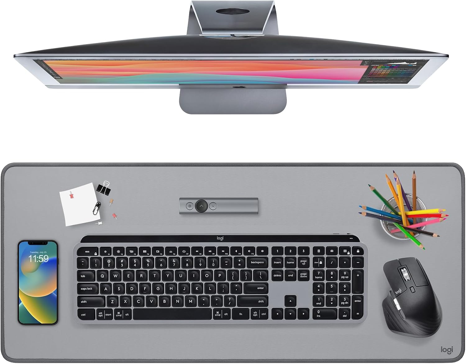 11.8" X 27.6" Logitech Studio Series Rubber Large Desk Mat W/ Anti-Slip Base
