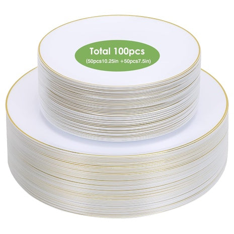 100 Dinner & Dessert Plastic Plates