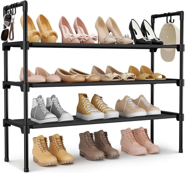 3-Tier Stackable Free Standing Shoe Rack (12"D x 27.8"W x 28.4"H)