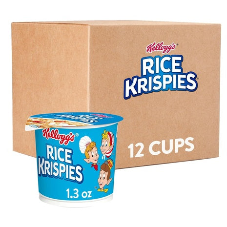 12 Kellogg's Rice Krispies Breakfast Cereal Cups (1.3 Oz)