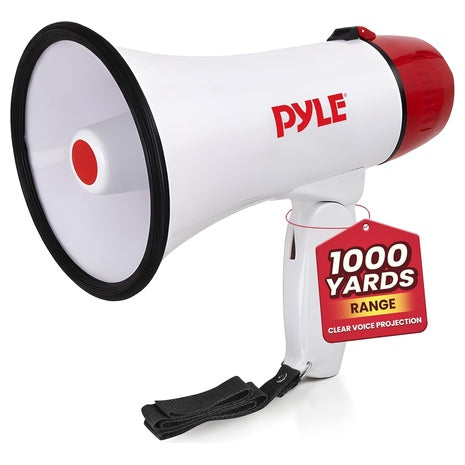 20W Pyle Portable Megaphone Bullhorn (White - Red)