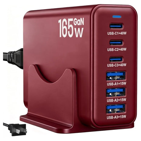 165W 6-Port Charging Station (Red)