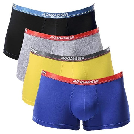 4-Pack Hoofesan Men's Soft Breathable Low Rise Boxer Briefs