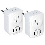 European Travel Plug Adapter with 3 USB Ports