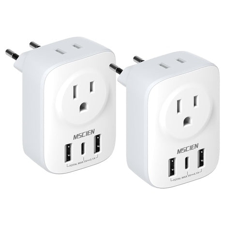 European Travel Plug Adapter with 3 USB Ports