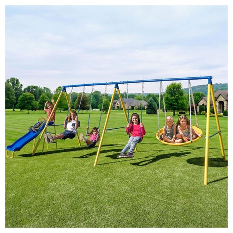 Sportspower Kids Swing Set with Slide and Saucer