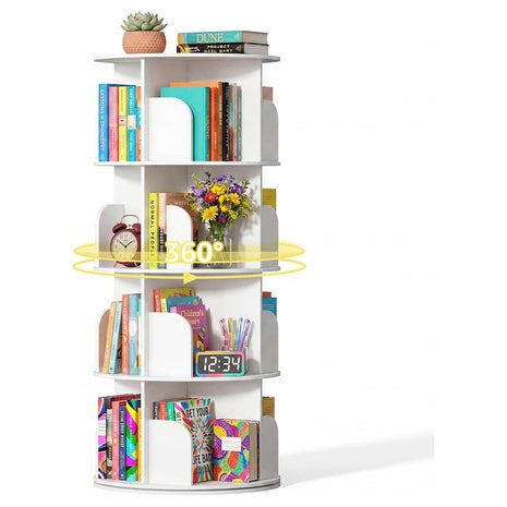 DUMOS 4 Tier Rotating Bookshelf Tower