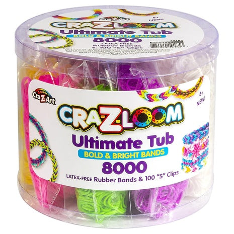 8,000 Cra-Z-Loom Rubber Bands & 100 S Clips Bracelet Kit