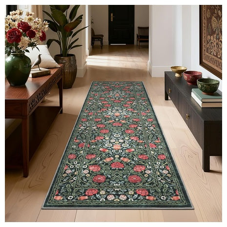 6’ Washable Floral Runner Rug