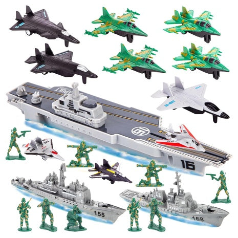 27-Piece Aircraft Carrier Military Playset