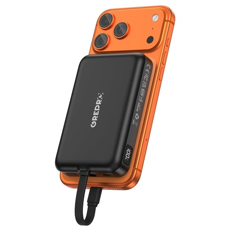 10000mAh Magnetic Portable Power Bank with Built-In USB-C Cable