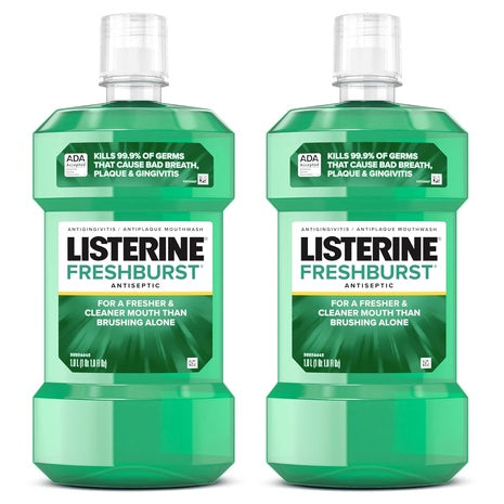 2 Bottles 1 L Listerine Freshburst Spearmint Antiseptic Mouthwash