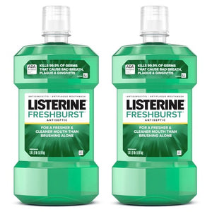 2 Bottles 1 L Listerine Freshburst Spearmint Antiseptic Mouthwash
