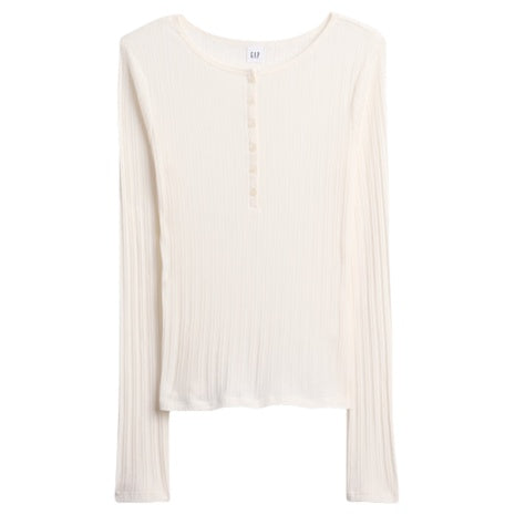 Gap Factory Women's Ribbed Pointelle Henley T-Shirt