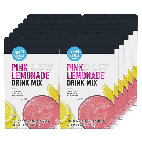 12 Packs of Amazon Brand Pink Lemonade Drink Mix Singles
