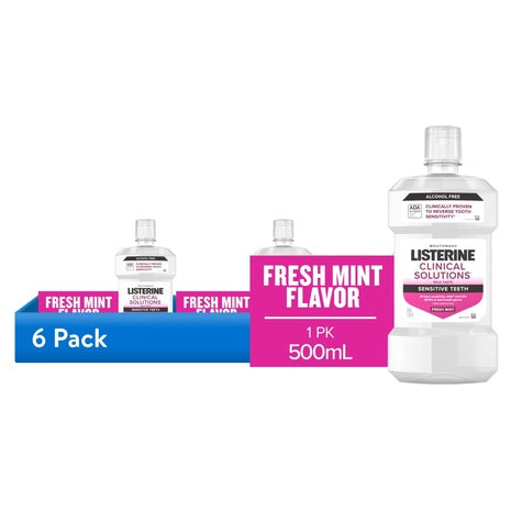 6 Bottles Listerine Clinical Solutions Sensitive Teeth Mouthwash (500mL)