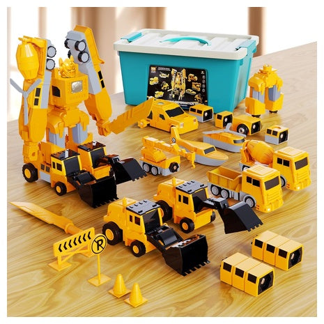 35-Piece Magnetic Transforming Construction Vehicles