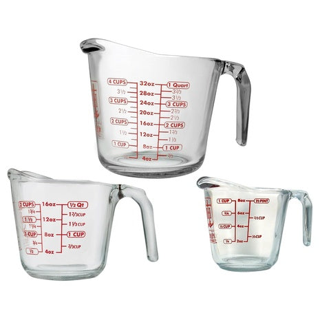 3-Piece Anchor Hocking Glass Measuring Cup Set