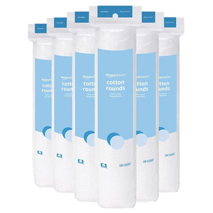 5-Pack 100-Count Amazon Basics Hypoallergenic Skincare 100% Cotton Rounds