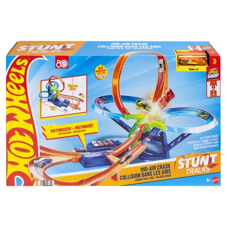 Hot Wheels Stunt Tracks Mid-Air Crash Playset with Motorized Booster