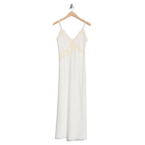 Leith Women's Lace Trim Satin Maxi Dress (3 Colors)