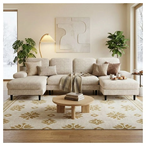 4-Seat CONCETTA U-Shaped Sectional Sofa W/ Double Chaise Set