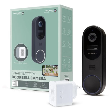 Merkury Smart Wire-Free Battery Doorbell Camera & Chime