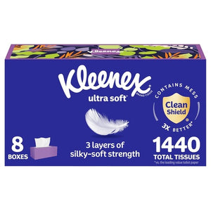 8 Flat Boxes of Kleenex Ultra Soft Facial Tissues