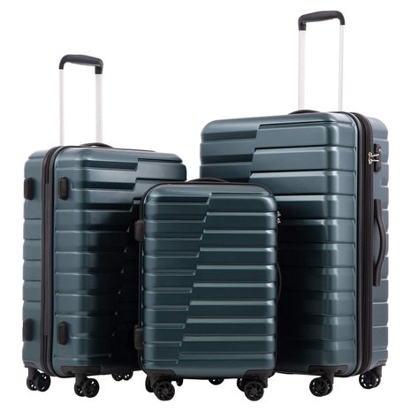 3-Piece Coolife Hard Shell Expandable Spinner Luggage Set with TSA Lock