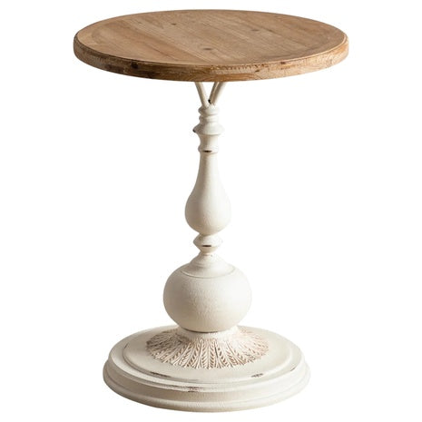 25.6" Alice Round Natural Solid Wood Top End Table (2 Colors)