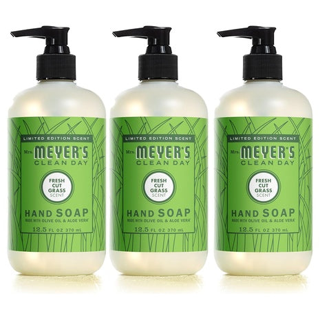 3 Pack 12.5oz Mrs. Meyer's Clean Day Liquid Hand Soap, Fresh Cut Grass Scent