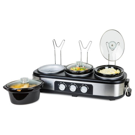 3-Station Stainless Steel Slow Cooker Buffet