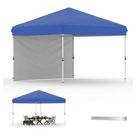 10x10 GarveeLife Pop Up Canopy With One Sidewalls, Blue