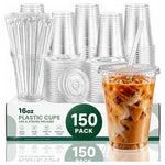 150 16oz Plastic Cups With Lids & Straws