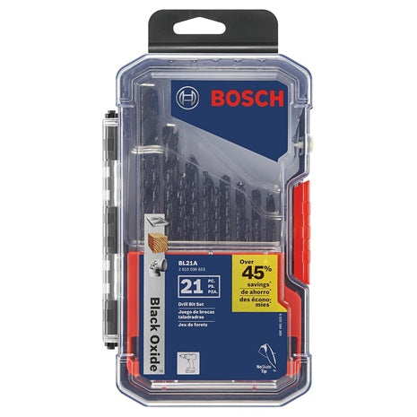 21-Piece BOSCH BL21A Black Oxide Metal Drill Bit Set With Case