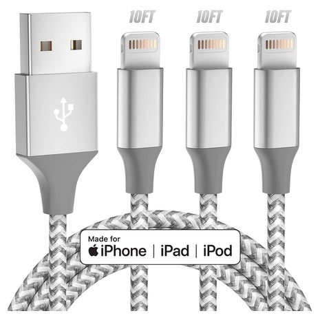 3 10ft MFi Lightning Charging Cables