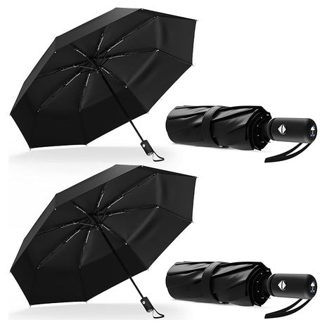2 Rain‑Mate Windproof Compact Umbrellas with Auto Open & Close