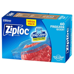 Pack of 60 Ziploc Quart Food Storage Freezer Bags